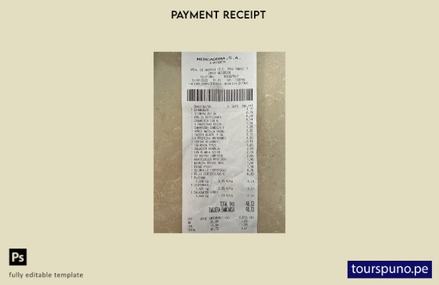 Plantilla de recibo de pago de Mercadona lista para imprimir